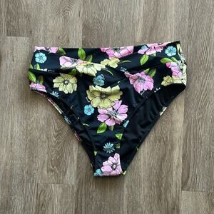PINK Floral V Crossover High Waist Bikini Bottom